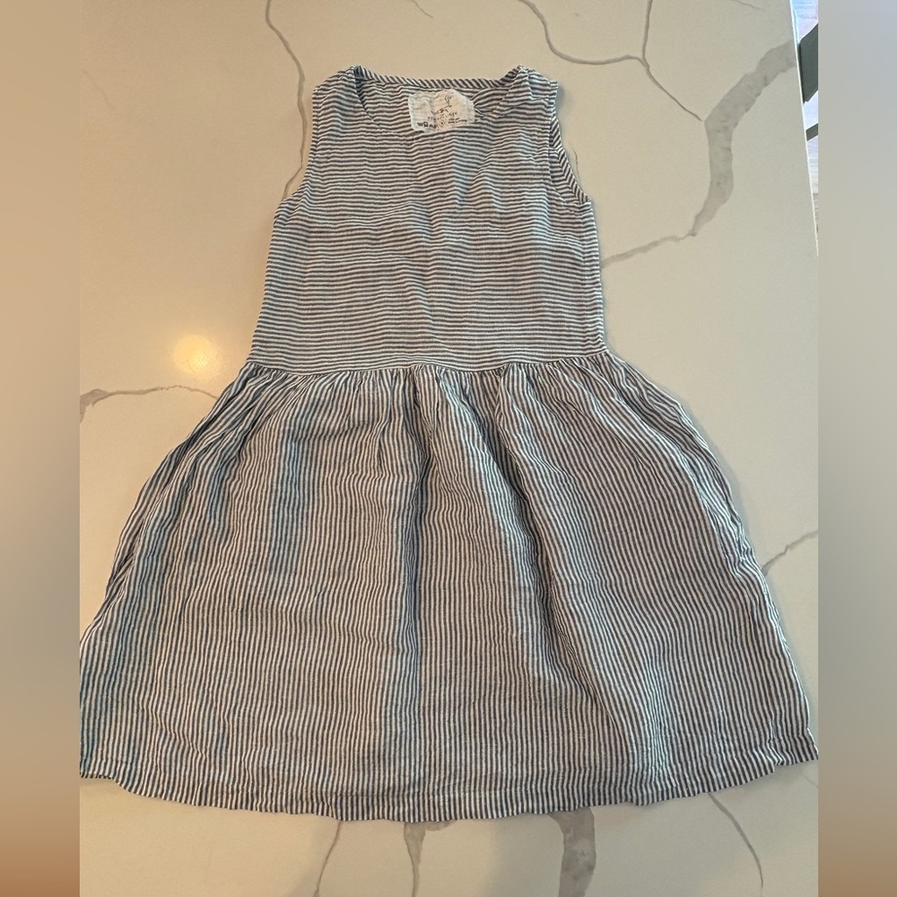 notPERFECTLINEN Blue Sleeveless Crew Neck Sundress.